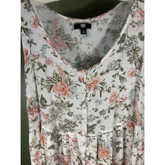Frye Button Down Floral Midi Dress XL Cottage Core Prairie Folk Garden Pattern - Picture 4 of 12